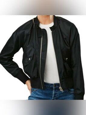 Free People Black Midnight Bomber Jacket Windbreaker Size Large